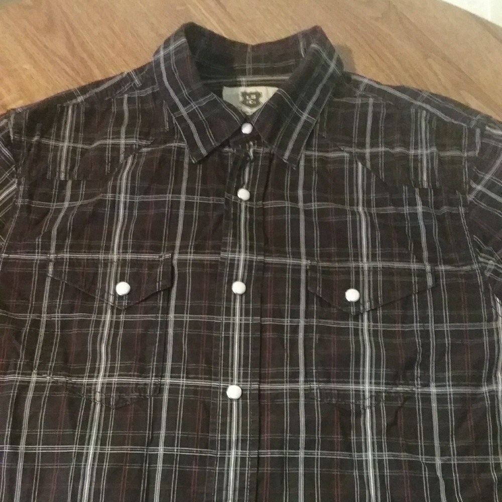 Levis Mens Pearl Snap Button Down Shirt Paid Sz M